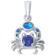 Load image into Gallery viewer, Sterling Silver Tanzanite And Blue Opal Crab Pendant