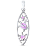 Sterling Silver Pink Opal Turtle Surfboard Pendant