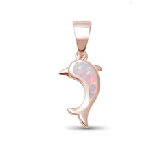 Load image into Gallery viewer, Sterling Silver Rose Gold Plated White Opal Dolphin Pendant