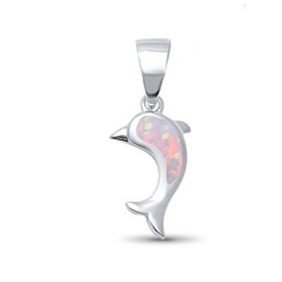 Sterling Silver White Opal Dolphin Pendant