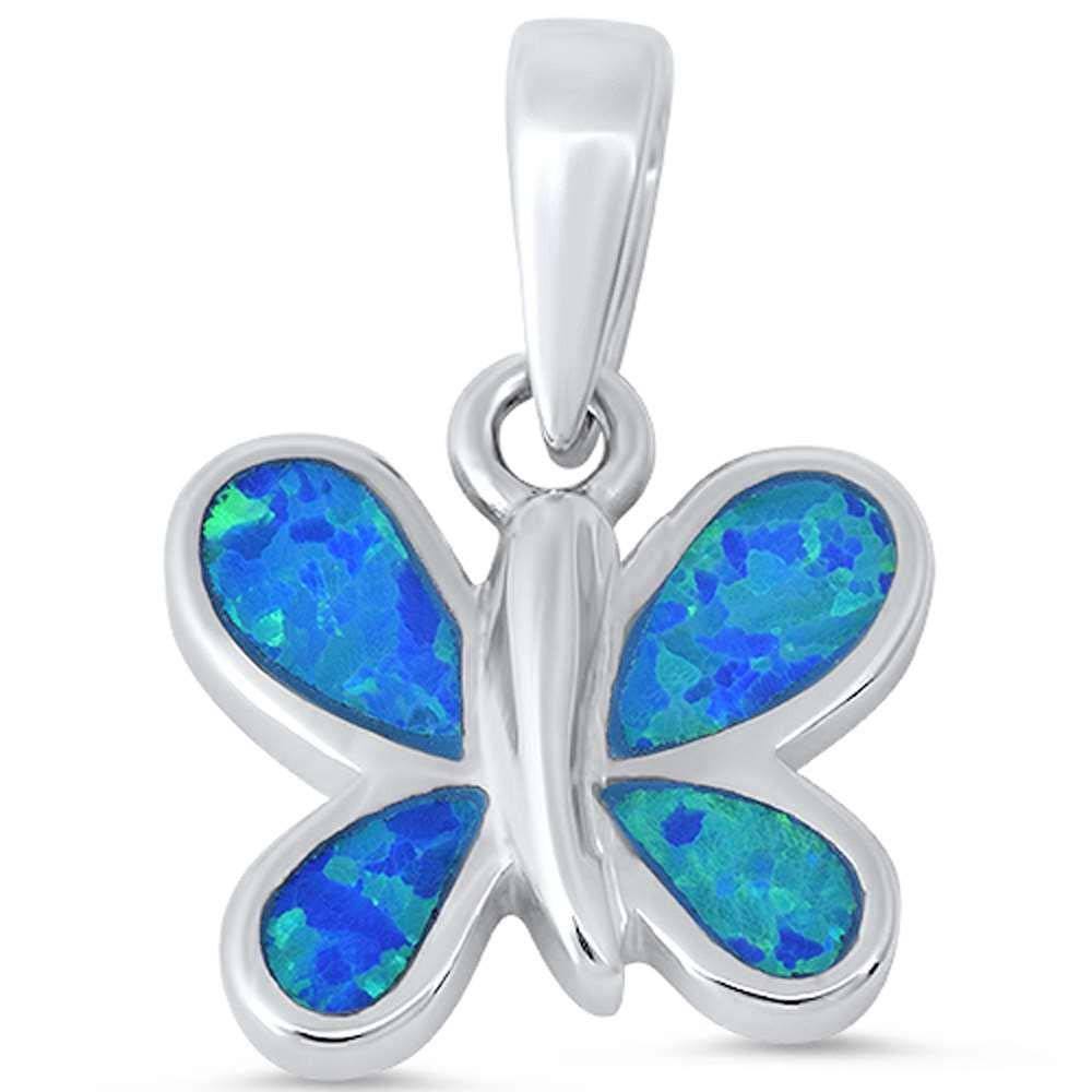 Sterling Silver Blue Opal Dolphin Pendant