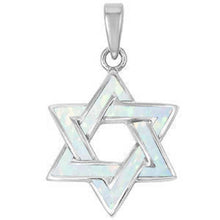 Load image into Gallery viewer, Sterling Silver White Opal Star of David Silver PendantAndWidth 26mm