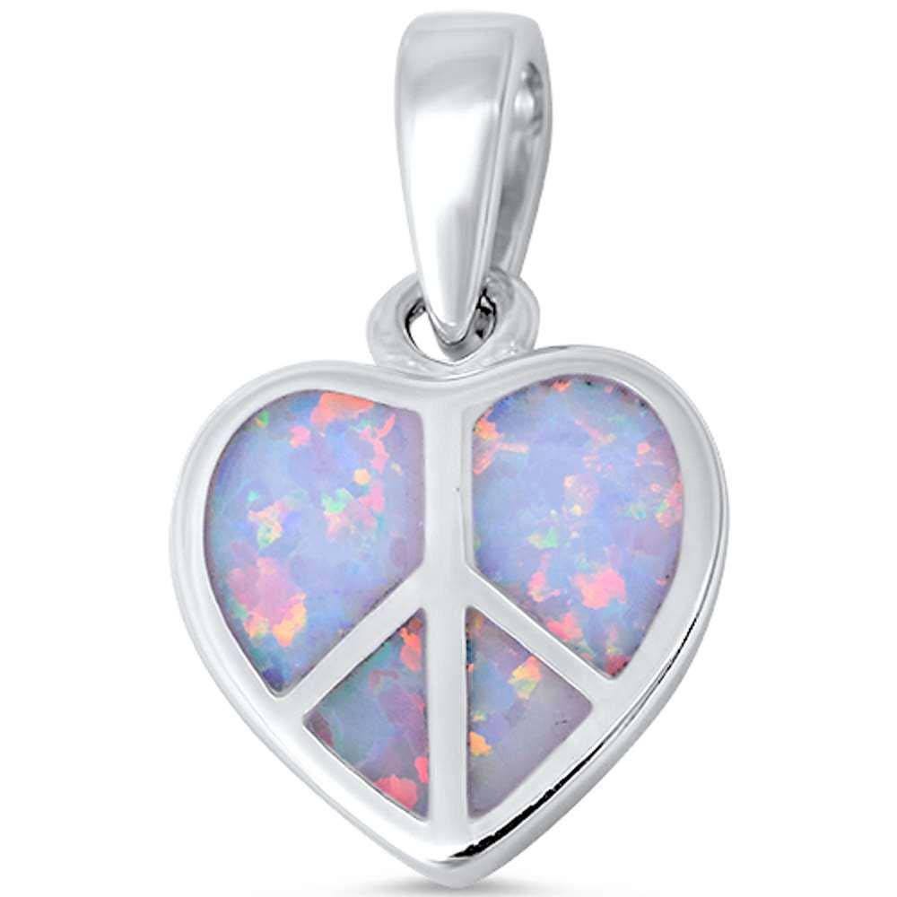 Sterling Silver White Opal Heart Pendant