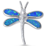 Sterling Silver Blue Opal Dragonfly Pendant