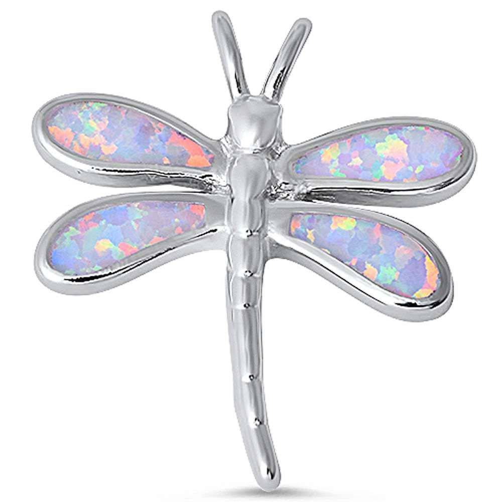 Sterling Silver White Opal Dragonfly Pendant