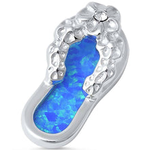 Load image into Gallery viewer, Sterling Silver Blue Opal Plumeria Beach Sandals Pendant