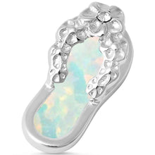 Load image into Gallery viewer, Sterling Silver White Australian Fire Opal Flower Beach Sandal Pendant