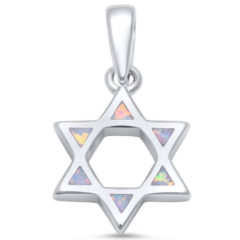 Sterling Silver Star Of David White Opal PendantAnd Width 23mm