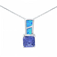 Load image into Gallery viewer, Sterling Silver Tanzanite Square Blue Opal Pendant