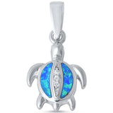 Sterling Silver Blue Opal Turtle Pendant