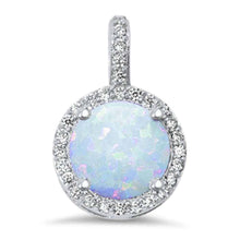 Load image into Gallery viewer, Sterling Silver Halo White Opal And Cubic Zirconia .925 PendantAnd Width 17mm