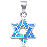 Sterling Silver Blue Opal Star of David  PendantAndWidth 25mm