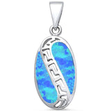 Sterling Silver Blue Opal Greek Key PendantAndWidth 29mm