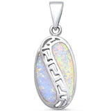 Sterling Silver White Opal Greek Key PendantAndWidth 29mm