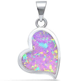 Sterling Silver Pink Fire Opal Heart Charm PendantAndWidth 29mm