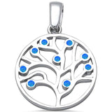 Sterling Silver Blue Opal Tree of Life Pendant