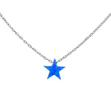 Sterling Silver Blue Opal Star Silver Pendant NecklaceAndLength Chain 17 Inches plus 2 Inches ExtensionAndWidth 9mm
