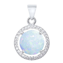 Load image into Gallery viewer, Sterling Silver Round White Opal And Cubic Zirconia .925 Pendant