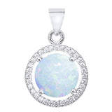 Sterling Silver Round White Opal And Cubic Zirconia .925 Pendant