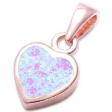 Load image into Gallery viewer, Sterling Silver Rose Gold Plated Pink Opal Heart Silver PendantAndLength 0.59 Inches
