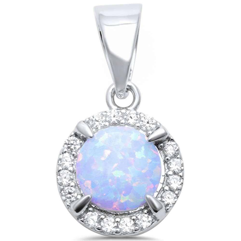 Sterling SilverRound White Opal and Cubic Zirconia Silver Pendant with CZ StonesAndWidth 19mm