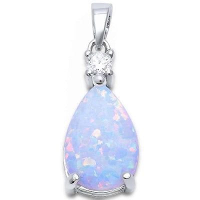 Sterling Silver Pear Shape White Opal and Cubic Zirconia Silver PendantAndWidth 21.5mm
