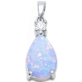 Sterling Silver Pear Shape White Opal and Cubic Zirconia Silver PendantAndWidth 21.5mm