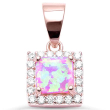 Load image into Gallery viewer, Sterling Silver Rose Gold Plated Pink Opal and Cubic Zirconia Silver Pendant with CZ StonesAndLength 0.5 Inches