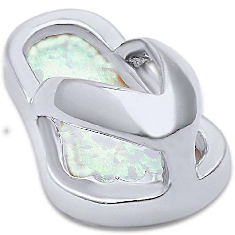 Sterling Silver White Opal Beach Sandal Silver PendantAndWidth 17mm