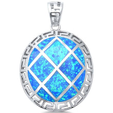 Load image into Gallery viewer, Sterling Silver Modern Blue Opal Oval Shape Pendant AndLength 1.5 InchesAndWidth 25.4 mm