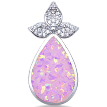 Load image into Gallery viewer, Sterling Silver Pink Opal With CZ Pear Tear Drop .925 PendantAnd Width 29mm