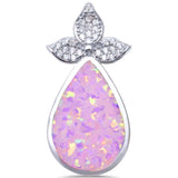 Sterling Silver Pink Opal With CZ Pear Tear Drop .925 PendantAnd Width 29mm