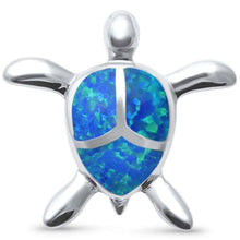 Load image into Gallery viewer, Sterling Silver Cute Blue Opal Turtle PendantAndLength 0.9Inches