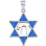 Sterling Silver Blue Opal Star of David .925 PendantAnd Length 1inch