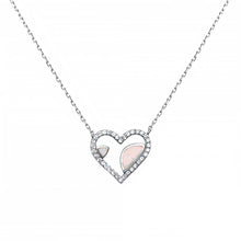 Load image into Gallery viewer, Sterling Silver White Opal and Cz Heart Necklace