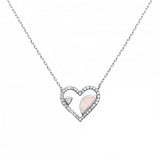 Sterling Silver White Opal and Cz Heart Necklace