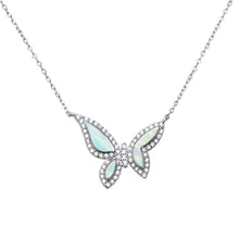 Load image into Gallery viewer, Sterling Silver White Opal Butterfly Necklace