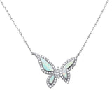 Sterling Silver White Opal Butterfly Necklace