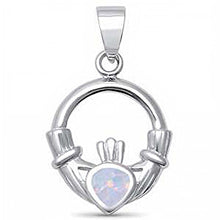 Load image into Gallery viewer, Sterling Silver White Opal Claddagh Pendant