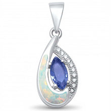 Load image into Gallery viewer, Sterling Silver Tear Drop Tanzanite Cz And White Opal Pendant