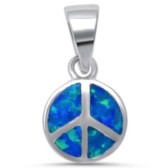 Sterling Silver Blue Opal Peace Sign Pendant