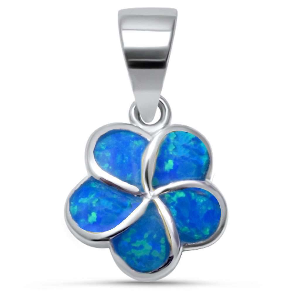 Sterling Silver Blue Opal Flower Pendant