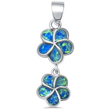 Load image into Gallery viewer, Sterling Silver Blue Opal 2 Flowers Pendant