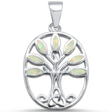 Sterling Silver White Opal Tree Of Life Pendant