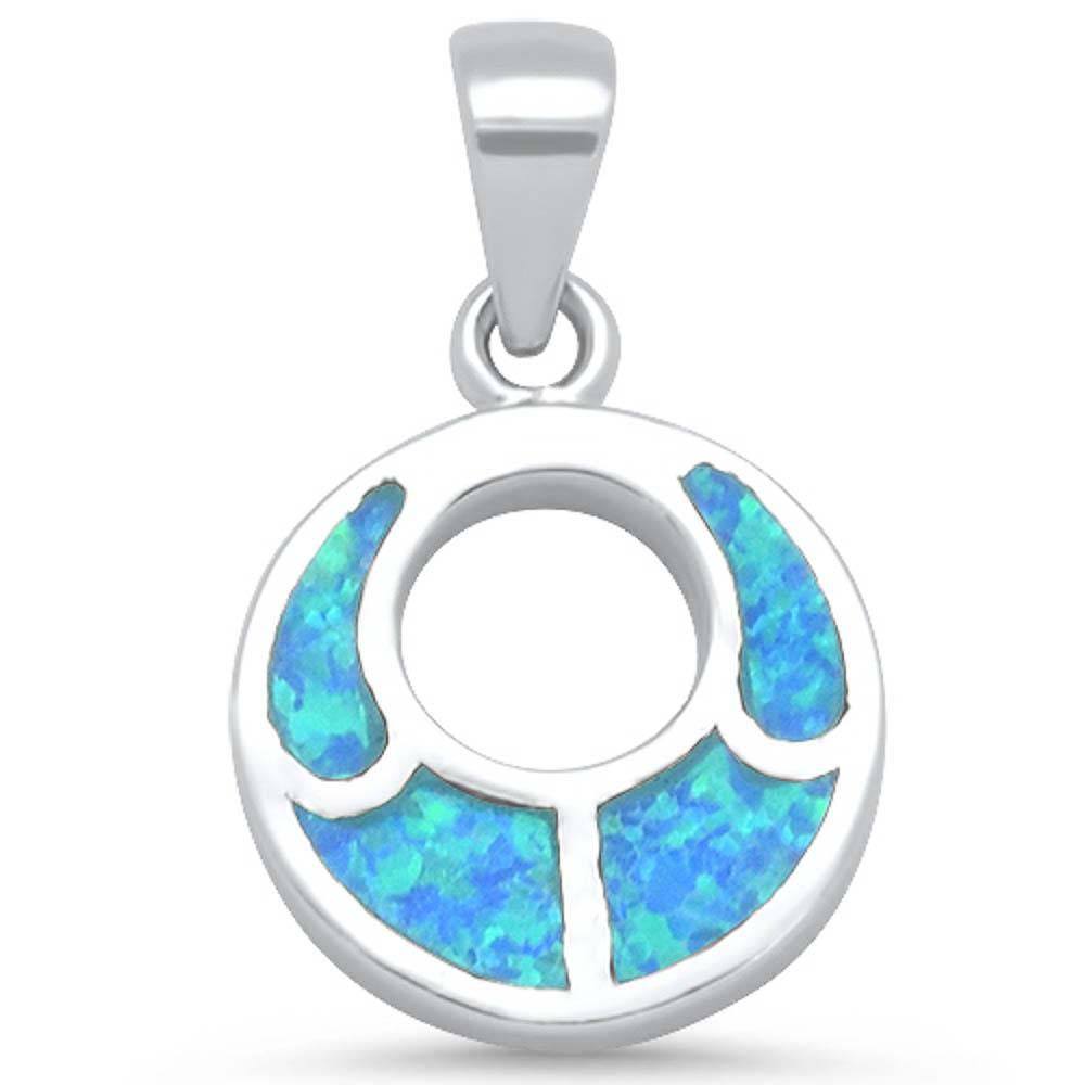 Sterling Silver Round Blue Opal Pendant
