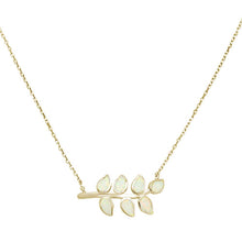 Load image into Gallery viewer, Sterling Silver Yellow Gold Plated White Opal Leaf Design Necklace