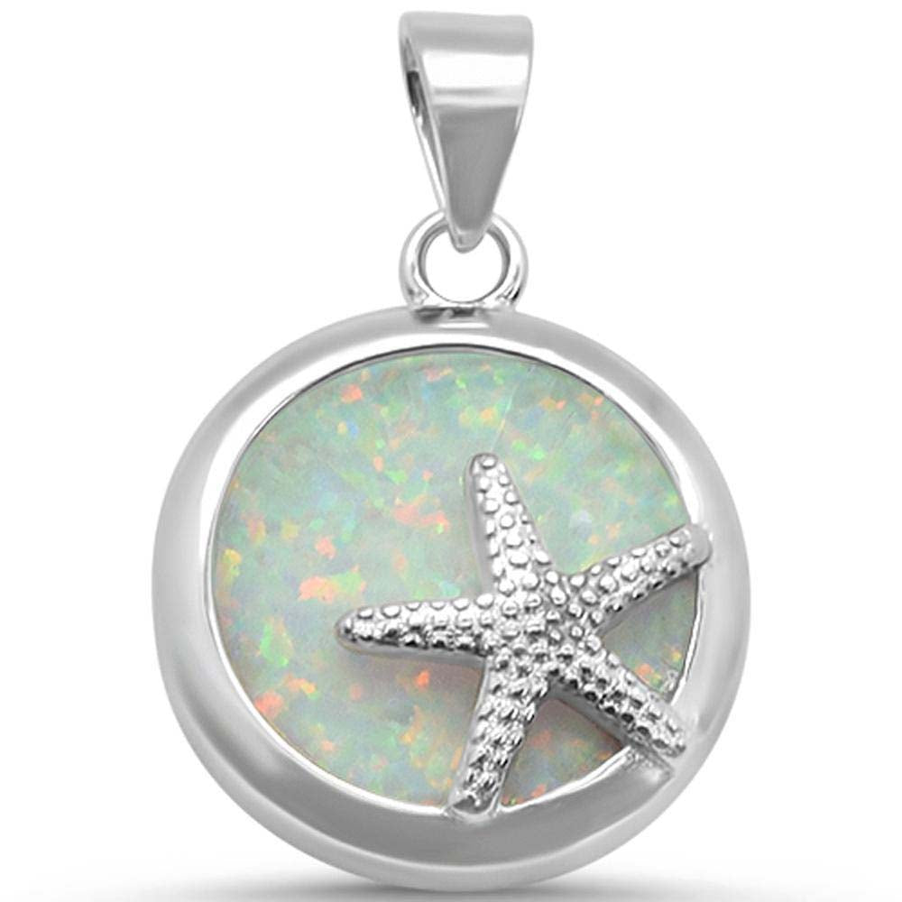 Sterling Silver Round White Opal Pendant