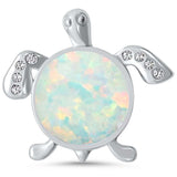 Sterling Silver White Opal Turtle Pendant