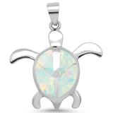 Sterling Silver White Opal Turtle With Peace Sign Pendant