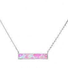 Load image into Gallery viewer, Sterling Silver Pink Opal Bar Necklace